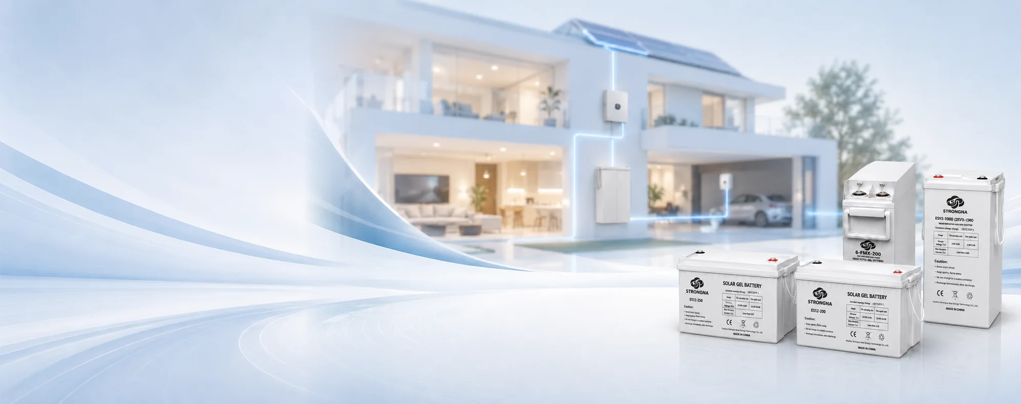 Strongna energy storage batteries with a modern solar home
