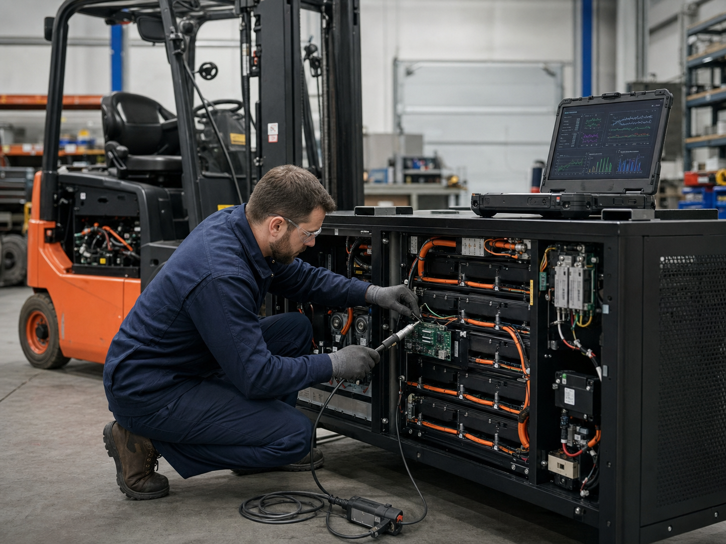 Engineer diagnosing electric tricycle battery BMS CANbus communication